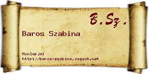 Baros Szabina névjegykártya